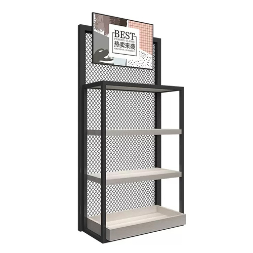Metal and wire stand for cosmetic retail display