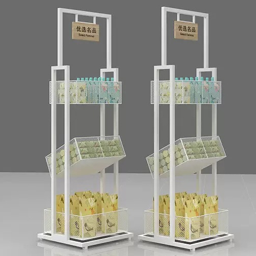 Cosmetic retail display for beauty brand with wire basket
