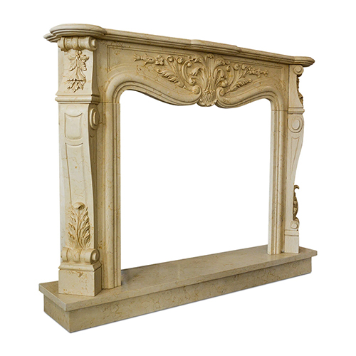 Yellow Siena Marble Fireplace With Luigi XVI Style Decoration L150 cm