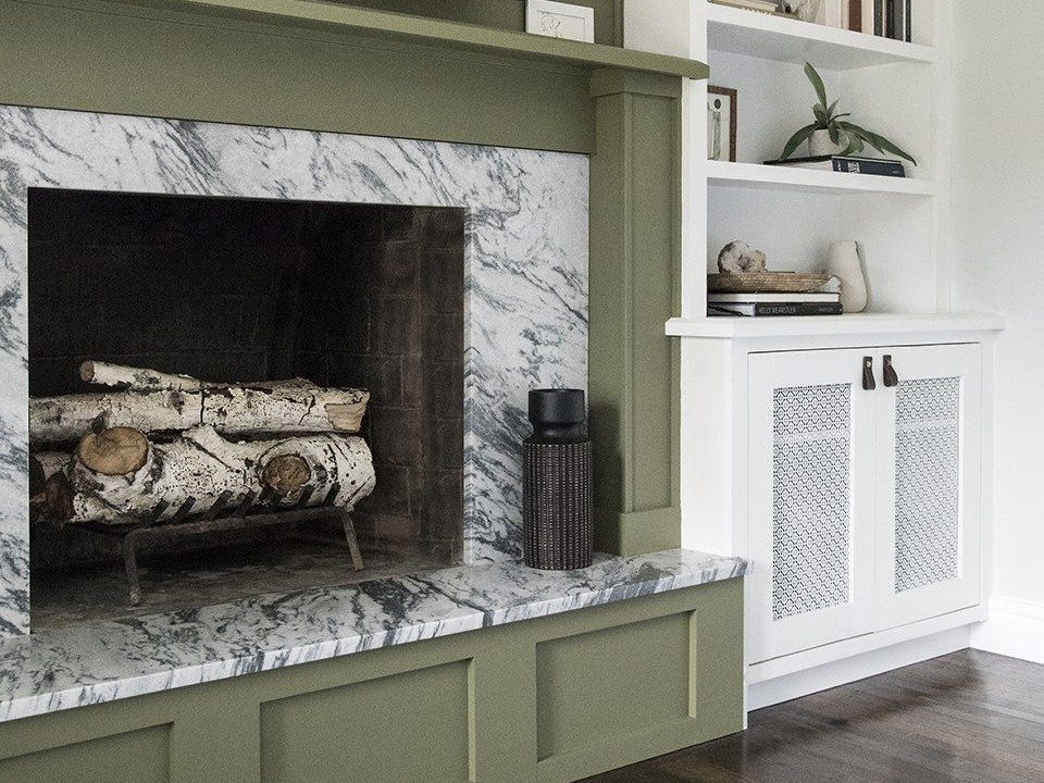 Contrasting Marble Fireplace
