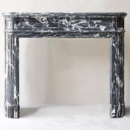 Reproduction antique marble fireplace by nero marquina 