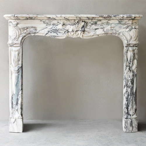 Reproduction antique marble fireplace mantel XV by Arabescato Corchia