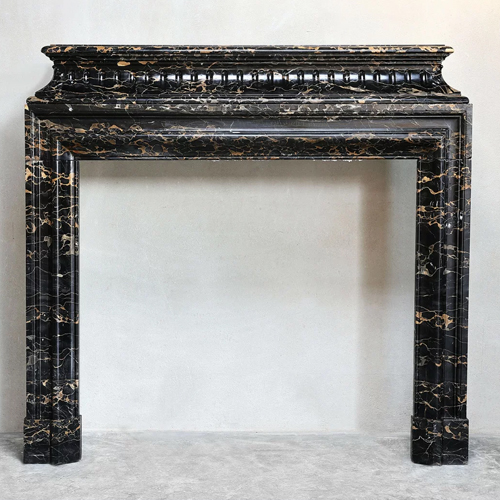 Reproduction antique marble fireplace Louis XIII by Portoro Gold