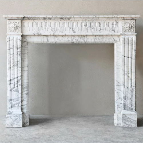 Replica antique marble fireplace Louis XVI with Fluted Carving