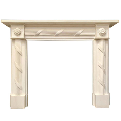 Regency style hand carved statuary marble fireplace surround