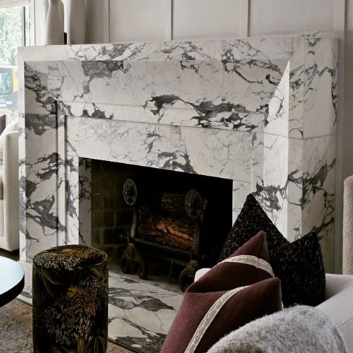 Bespoke Arabescato Corchia Marble Fireplace Mantel for Designer