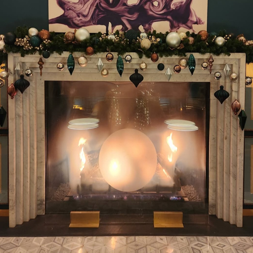 Carrara marble fireplace mantel for Viceroy Chicago hotel