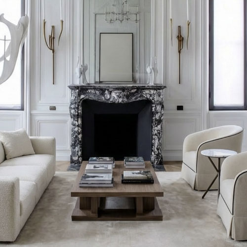 Interior marble furniture fireplace mantel