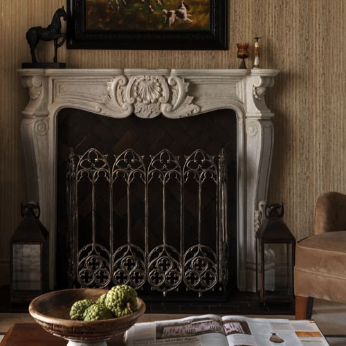 Decorative french style marble fireplace mantel for interior space