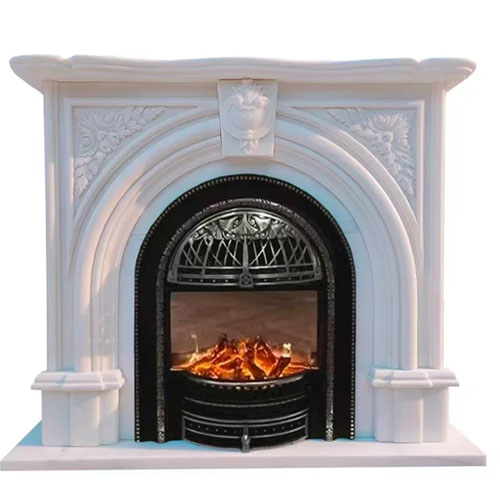 Victorian fireplace design with white marble mantel