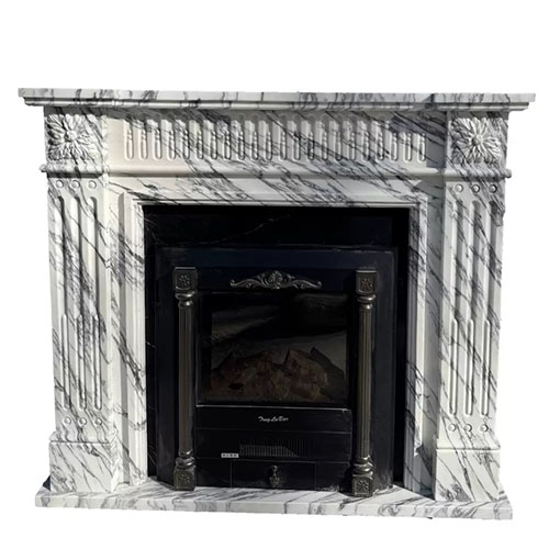 A French style marble chimneypiece of 18th century design
