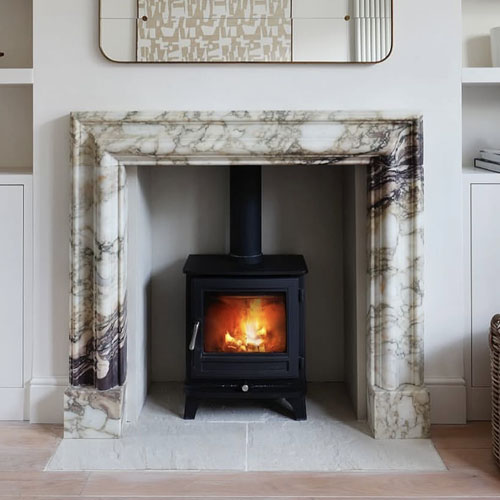 Queen Anne style marble fireplace mantel