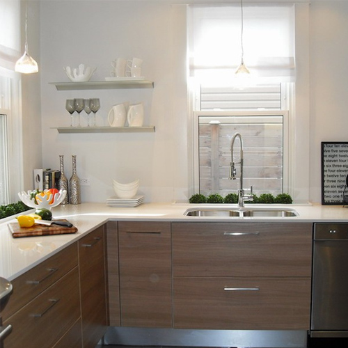 Wood veneer European kitchen cabinets