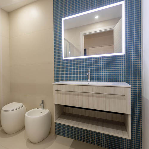 Modern floating bathroom vanity with sink