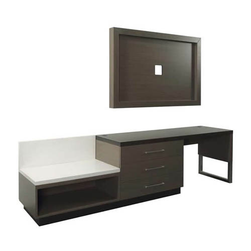 TV Panel and Stand Desk Unit and Luggage Bench for Hyatt House Hotel