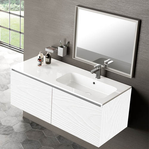 2 drawers cabinet with right built-in washbasin included laminate color pembroke white