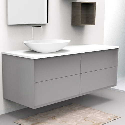 Wall hung vanity unit with 2 + 2 jumbo drawers