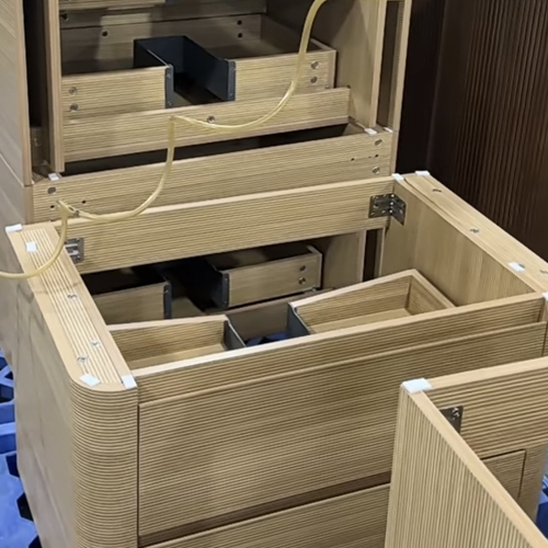 modern walnut wooden bathroom vanity